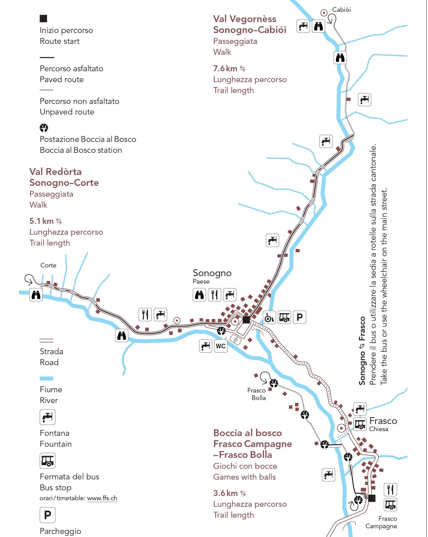 Cartina dei percorsi